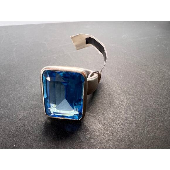 NEW Swiss blue topaz sterling silver ring size 7 / 9.43 grams - Picture 1 of 11